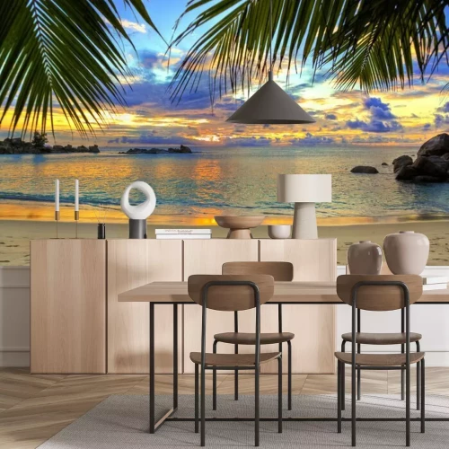 Fototapete Meer und Strand bei Sonnenuntergang