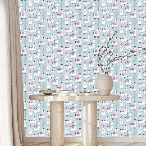 Tapete Nahtloses Muster des Karikatur-Lama-Alpakas