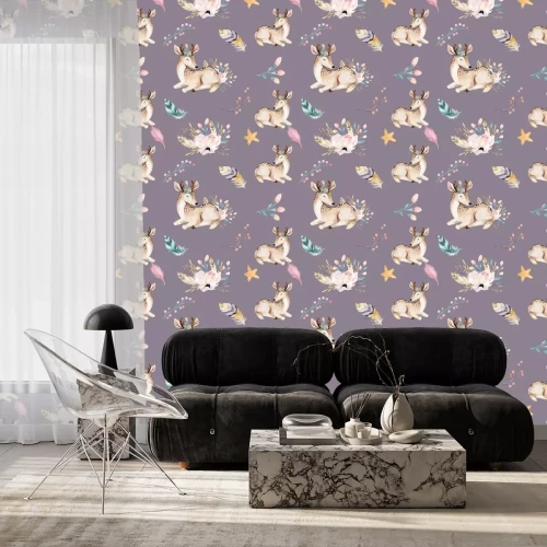 Tapete Ethno-Muster mit Hirschkalb