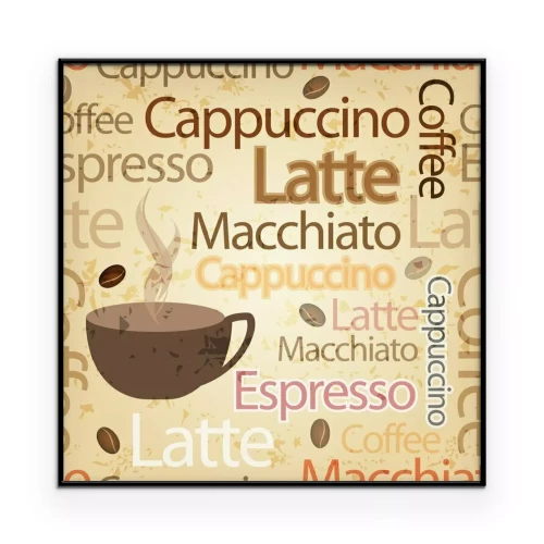 Poster Ein Hintergrund mit typografischen Namen verschiedener Kaffeesorten