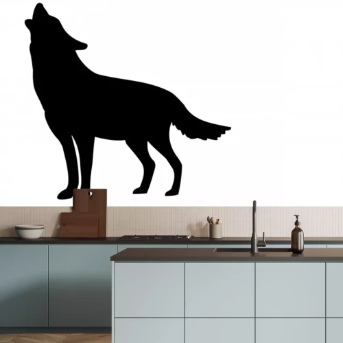 Sticker Schwarz-weiße Zeichnung eines heulenden Wolfes