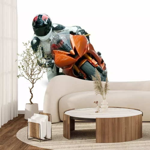 Sticker Motorrad-Rennfahrer auf weißem Hintergrund