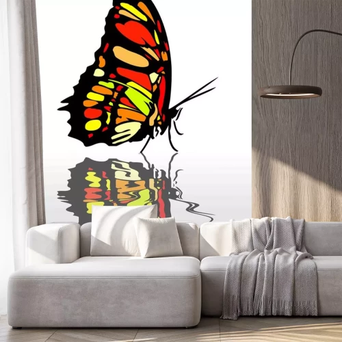 Sticker Spiegelung eines farbigen Schmetterlings