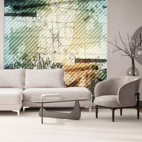 Fototapete Skizze der Stadtgebäude im Grunge-Stil