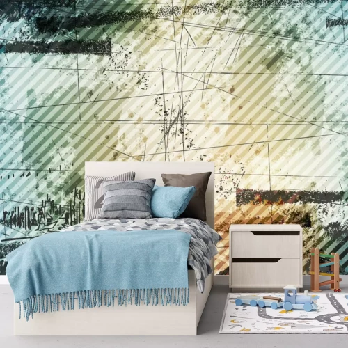 Fototapete Skizze der Stadtgebäude im Grunge-Stil