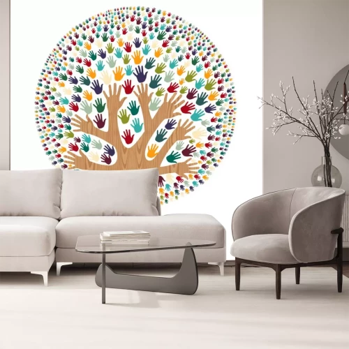 Sticker Isolierte Vielfalt Baum Hände