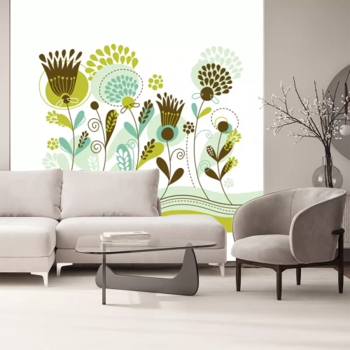 Sticker Blumen auf einer grünen Grafik