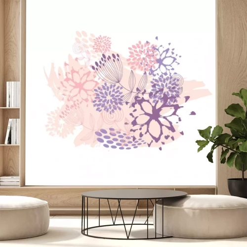 Sticker Rosa Komposition mit Blumen