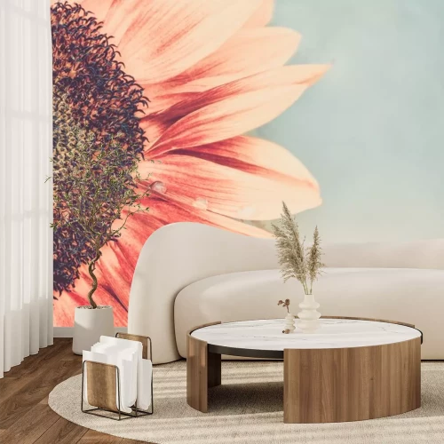 Sticker Sonnenblume auf einem Vintage-Foto