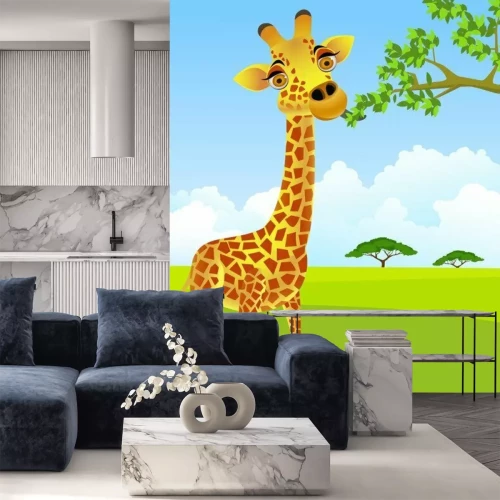 Sticker Giraffe Essen Blatt