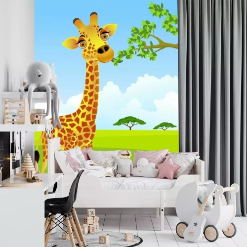 Sticker Giraffe Essen Blatt
