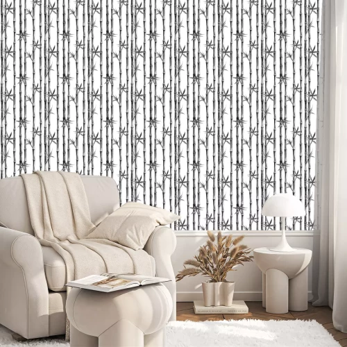 Tapete Schwarz-weißer Bambus