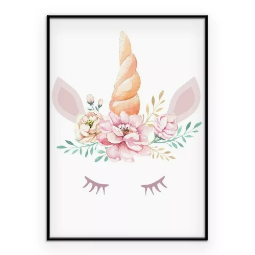 Poster Porträt eines Einhorns auf weißem Hintergrund