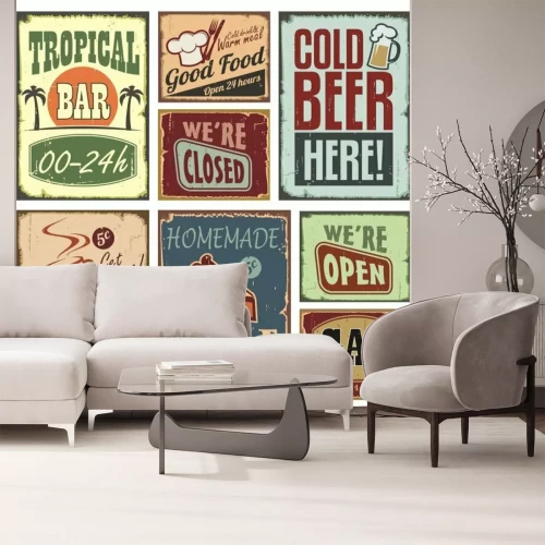 Fototapete Set von Retro-Barschildern