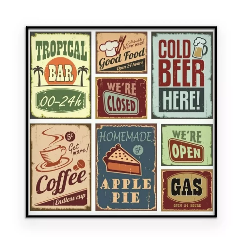 Poster Set von Retro-Barschildern