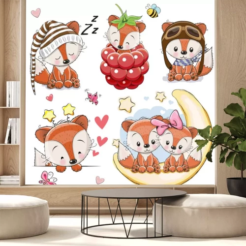 Sticker Füchse niedliche Tiere mit rosa Erröten