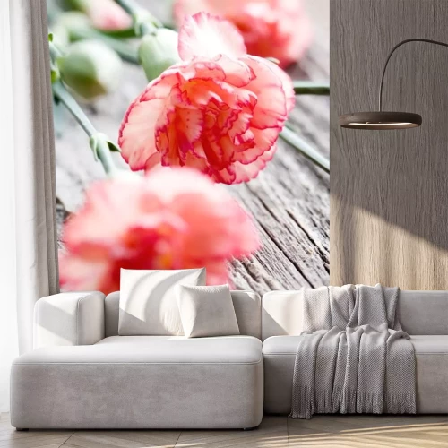 Sticker Blumen auf alten Brettern