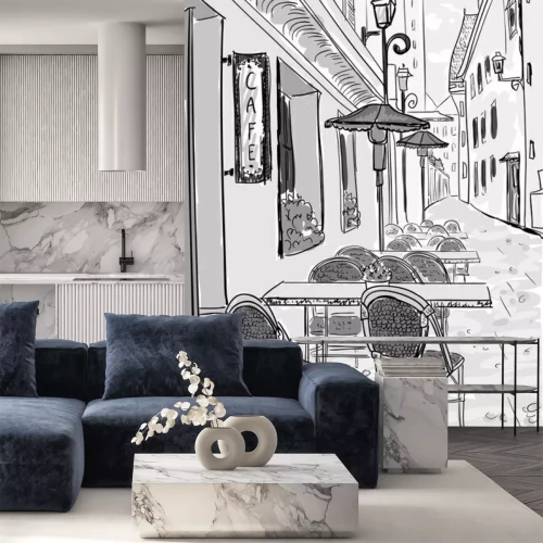 Sticker Straßencafé im Zentrum der Altstadt