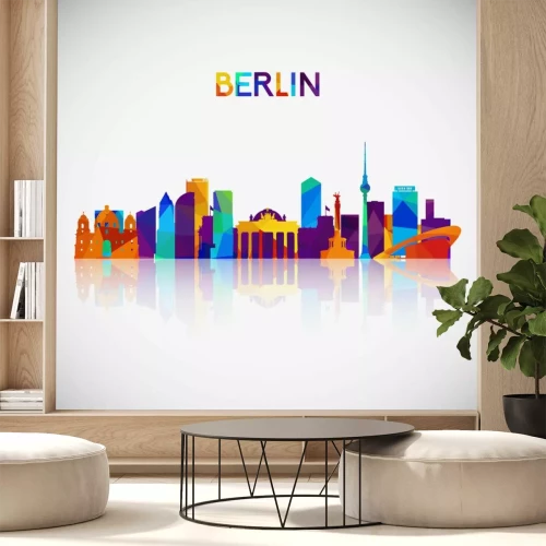 Sticker Berlin-Skylineschattenbild in der bunten geometrischen Art. Symbol für Ihr Design. Vektor-Illustration.