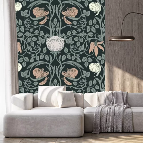 Sticker Nahtloses Muster der Blumenweinlese für Retro- Tapeten. Verzauberte Vintage Blumen. Kunst und Handwerk Bewegung inspiriert.