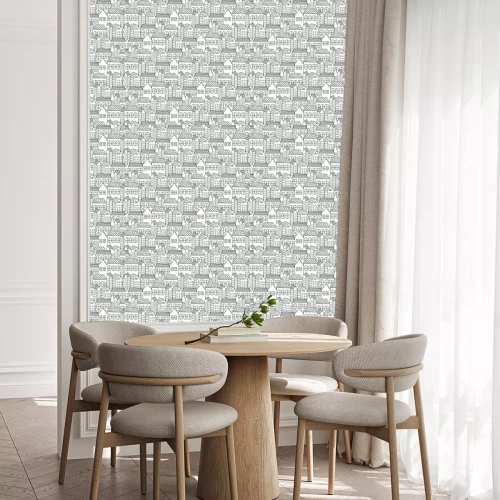 Tapete Hand gezeichnetes Muster mit Stadt-Hintergrund. Vektor-Illustration.