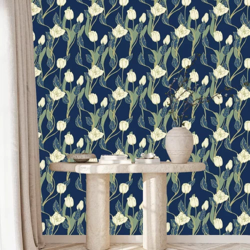 Tapete Abstraktes florales Muster mit Tulpen