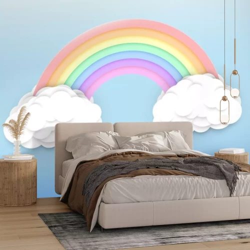 Sticker Pastell-Regenbogen auf blauem Himmel