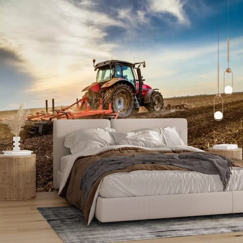 Fototapete 3d-Traktor-Pflügen