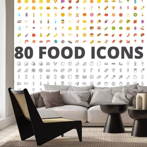 Sticker Leckeres Essen Sammlung von kleinen thematischen Ikonen