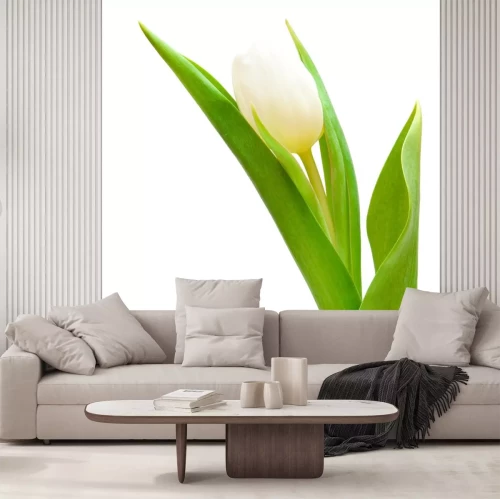 Sticker Weiße Blume mit Blättern