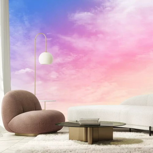 Fototapete Ruhiger blau-rosa Himmel