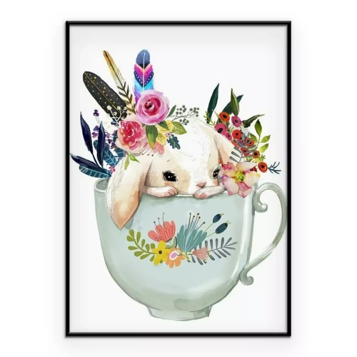 Poster Hase in der Teetasse
