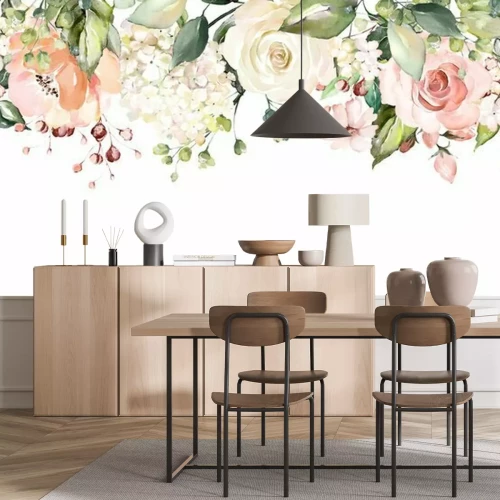 Sticker Arrangements mit Aquarellblumen. Blumenillustration. Botanische Zusammensetzung für Hochzeit oder Grußkarte. Zweig der Blumen - Abstraktion Rosen