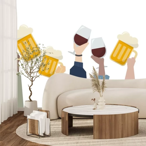 Sticker Prosten mit Bier und Wein