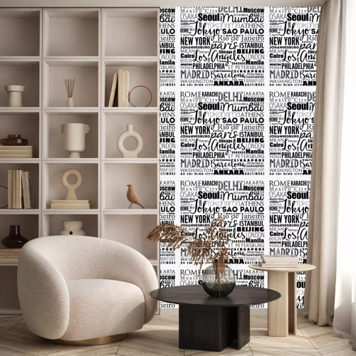 Tapete Die größten Städte in der Welt fassen Wolkencollage, Reisezielkonzepthintergrund ab