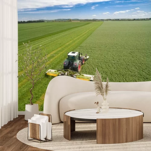 Fototapete Traktor aus der Vogelperspektive