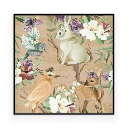 Poster Waldtiere in Blumen