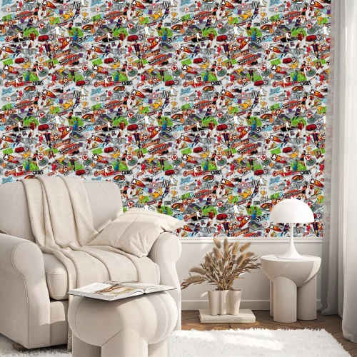 Tapete Nahtloses Muster auf dem Thema des Fußballs. Fußballattribute, Fußballspieler verschiedener Mannschaften, Bälle, Stadien, Graffiti, Inschriften. Vektorgrafiken