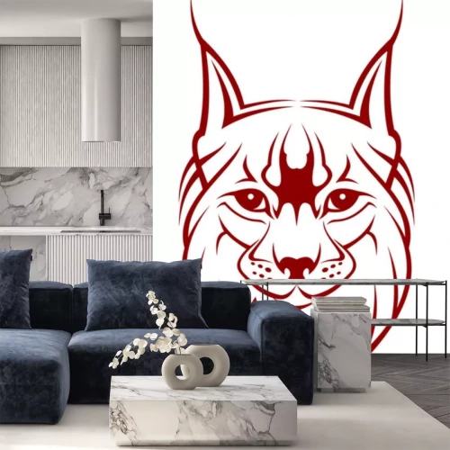 Sticker Tiere Luchs Kopf rot umrissen