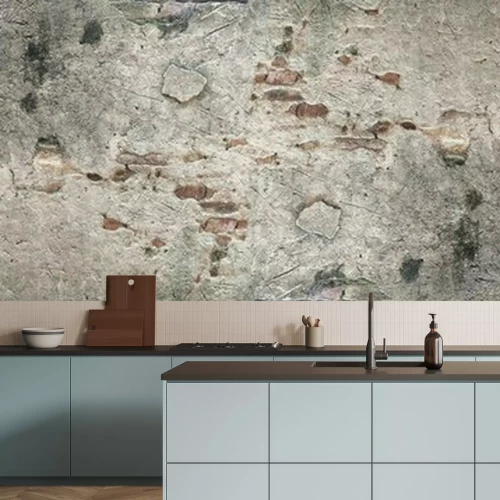 Fototapete Ziegelmauer mit Beton bedeckt