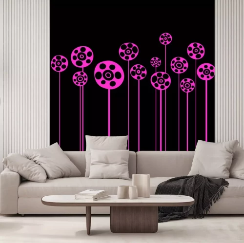 Sticker Rosa Blumen auf schwarzem Hintergrund