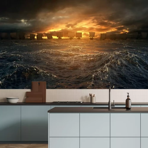 Fototapete Schiffe in der untergehenden Sonne