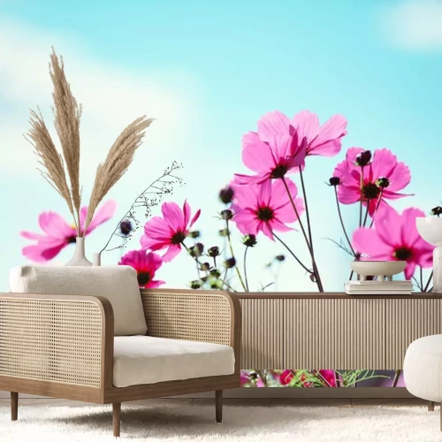 Sticker Feldblumen auf blauem Himmel