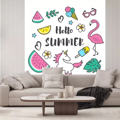 Sticker Flamingos Fensterblatt und Süßigkeiten