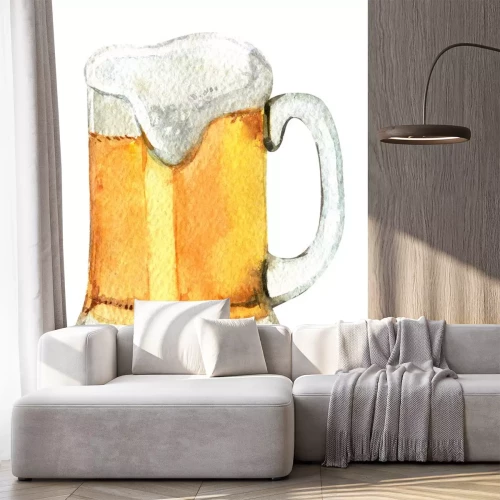 Sticker Bier mit Schaum Aquarellzeichnung