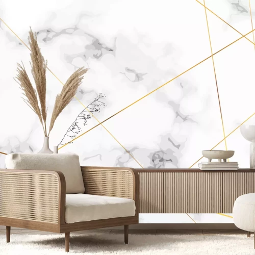 Fototapete Marmorimitat mit goldenen Linien