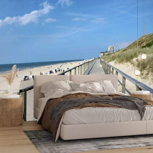 Fototapete Strand Dünen und Holzsteg