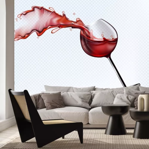 Sticker Umkippendes Glas Rotwein