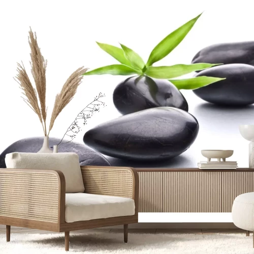 Sticker Zen Kieselsteinen. Stein Wellness-und Gesundheits-Konzept.