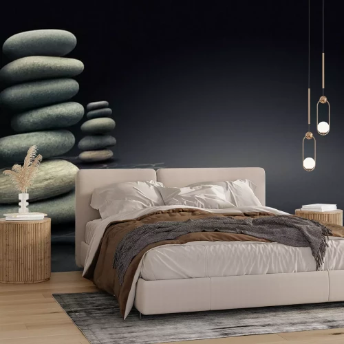 Sticker méditation et Entspannung - design naturel moderne - fond noir